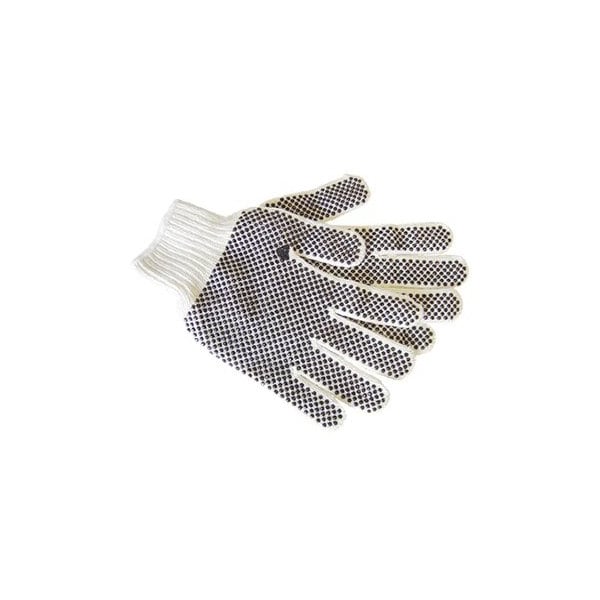 Polyester/Cotton Gloves, Black Pvc Dots Front/Back, Large, 12PK